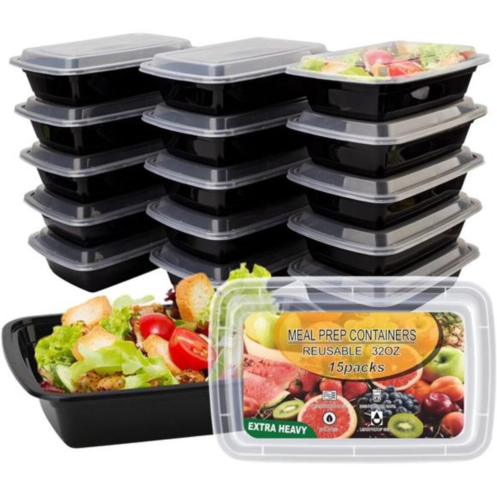 15 Pack- Meal Prep Containers 32oz, Plastic Food Prep Containers Reusable